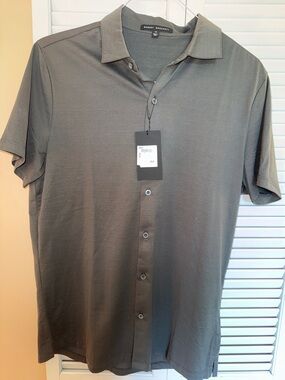 Robert Barakett dark gray Short-Sleeve Button Down Shirt